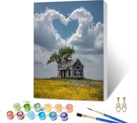 Cottagea Dipingere con i Numeri Adulti con Telaio, Campo Paint by Numbers, Fai Da Te Dipingere con i Numeri Kit Con Pennelli e Vernice Acrilica, Hobby Creativi Adulti, Decor Parete, 30x40cm M-3757