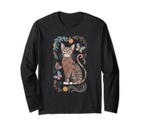 Cottagecore Aesthetic Cat Lover Vintage Floral Nature Design Maglia a Manica