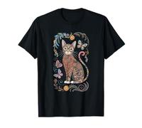 Cottagecore Aesthetic Cat Lover Vintage Floral Nature Design Maglietta