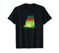 Cottagecore Aesthetic Cute Frog Fragola Goblincore Kawaii Maglietta