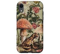 Cottagecore Aesthetic Frog Under Toadstool Vintage Flowers Custodia per iPhone XR