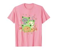 Cottagecore Aesthetic Kawaii Cat Pile Kitty in Frog Hat Maglietta