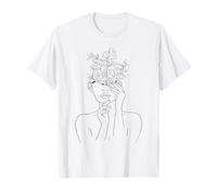 Cottagecore Aesthetic Line Art Faccia da Fungo Maglietta