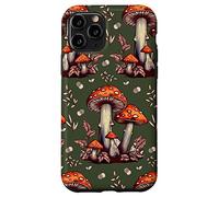 Cottagecore Aesthetic Mushroom Vintage Dark Green and Orange Custodia per iPhone 11 Pro