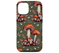 Cottagecore Aesthetic Mushroom Vintage Dark Green and Orange Custodia per iPhone 12/12 Pro
