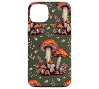 Cottagecore Aesthetic Mushroom Vintage Dark Green and Orange Custodia per iPhone 13