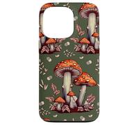 Cottagecore Aesthetic Mushroom Vintage Dark Green and Orange Custodia per iPhone 13 Pro