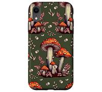 Cottagecore Aesthetic Mushroom Vintage Dark Green and Orange Custodia per iPhone XR