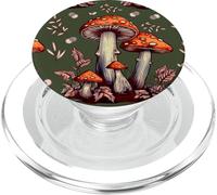 Cottagecore Aesthetic Mushroom Vintage Dark Green and Orange PopSockets PopGrip per MagSafe
