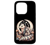 Cottagecore Aesthetic Possum Opossum Moonlit Floral Mushroom Custodia per iPhone 15 Pro