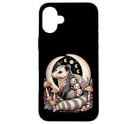 Cottagecore Aesthetic Possum Opossum Moonlit Floral Mushroom Custodia per iPhone 16 Plus