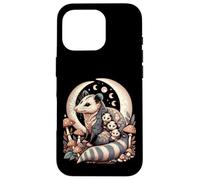 Cottagecore Aesthetic Possum Opossum Moonlit Floral Mushroom Custodia per iPhone 16 Pro