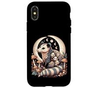Cottagecore Aesthetic Possum Opossum Moonlit Floral Mushroom Custodia per iPhone X/XS