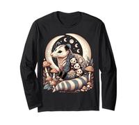 Cottagecore Aesthetic Possum Opossum Moonlit Floral Mushroom Maglia a Manica