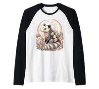 Cottagecore Aesthetic Possum Opossum Moonlit Floral Mushroom Maglia con Maniche Raglan