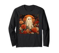 Cottagecore Autunno Fantasma Fiori con Harvest Full Moon Maglia a Manica