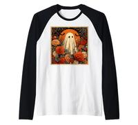 Cottagecore Autunno Fantasma Fiori con Harvest Full Moon Maglia con Maniche Raglan