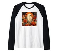 Cottagecore Autunno Fantasma Fiori con Harvest Full Moon Maglia con Maniche Raglan