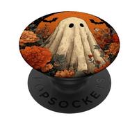 Cottagecore Autunno Fantasma Fiori con Harvest Full Moon PopSockets PopGrip Adesivo