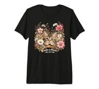 Cottagecore botanico Floreale con Gattino Carino Maglietta Premium
