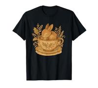 Cottagecore Bunny in Teacup Rustic Botanical Woodland Art Maglietta