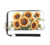 Cottagecore - Caraffa in latta con girasoli ad acquerello, pochette lunga in pelle PU, portamonete, porta carte di credito, porta carte di credito e denaro per donne e uomini