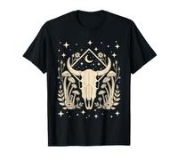 Cottagecore Cow Skull Western Floral Goblincore Aesthetic Maglietta