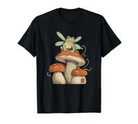 Cottagecore estetico Magico della Foresta dei Funghi della Rana delle Fate Maglietta con Stampa Grafica Economica, Uomo, Nero, S
