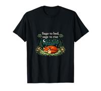 Cottagecore Foresta Volpe Sage to Bed Sage to Rise Maglietta