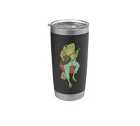 Cottagecore Frog - Cute Frog Playing Banjo on Mushroom Bicchiere termico in acciaio inox doppia parete