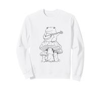 Cottagecore Frog Playing Banjo on Mushroom Aesthetic Felpa