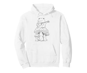 Cottagecore Frog Playing Banjo on Mushroom Aesthetic Felpa con Cappuccio