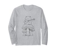 Cottagecore Frog Playing Banjo on Mushroom Aesthetic Maglia a Manica