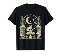 Cottagecore Frog Playing Guitar Floral Mushroom Goblincore Maglietta