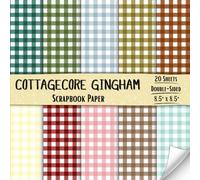 Cottagecore Gingham Scrapbook Paper: Decorative Craft Paper with 20 Double-Sided Sheets for Wrapping, Decoupage, Origami, Card Making, and More | 8.5 x 8.5