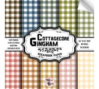 Cottagecore Gingham Scrapbook Paper: Double Sided Sheets | Gingham Themed for Mixed Media, Origami, Collage, and Various DIY Craft Projects | 8.5" x 8.5" (21.59 x 21.59 cm)