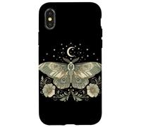 Cottagecore Goblincore Moth & Moon Phases with Flowers Custodia per iPhone X/XS