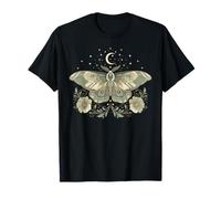 Cottagecore Goblincore Moth & Moon Phases with Flowers Maglietta