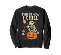 Cottagecore Goth Skeleton Frog Cozy Coffee Zucca per Halloween Felpa