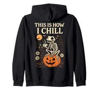 Cottagecore Goth Skeleton Frog Cozy Coffee Zucca per Halloween Felpa con Cappuccio