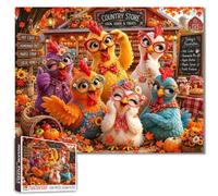 Cottagecore Harvest Chickens Jigsaw Puzzles for Adults 1000 pezzi Fall Country Store Scene DIY Puzzle for Family Activity Games Whimsical Chicken Art Farmhouse Autumn 19,7 x 27,6 inch