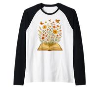 Cottagecore Incantevole Libro Vintage Aperto Fiori di campo Bloomin Maglia con Maniche Raglan