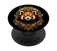 Cottagecore - Panda rosso con mandala floreale bohémien PopSockets PopGrip Adesivo