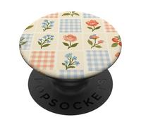 Cottagecore - Trapunta con stampa floreale, stile boho, patchwork PopSockets PopGrip Adesivo