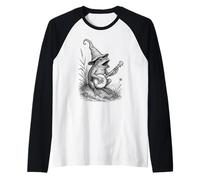 Cottagecore Wizard Frog Lover Cute Toad Giocare Banjo Maglia con Maniche Raglan