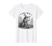 Cottagecore Wizard Frog Lover Cute Toad Lumaca Moon Phases Maglietta con Stampa Grafica Economica, Donna, Bianco, XL