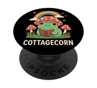Cottagecorn Fantasy - Lettore di libri con fungo e rana PopSockets PopGrip Adesivo