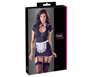 Cottelli - abito da cameriera con reggicalze - nero e bianco - M