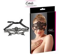 Cottelli Accessoires Maschera Nera per Occhi Ricamata con Laccio in Pizzo