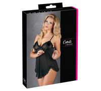 Cottelli - Babydoll trasparente con volant (nero) - XXL